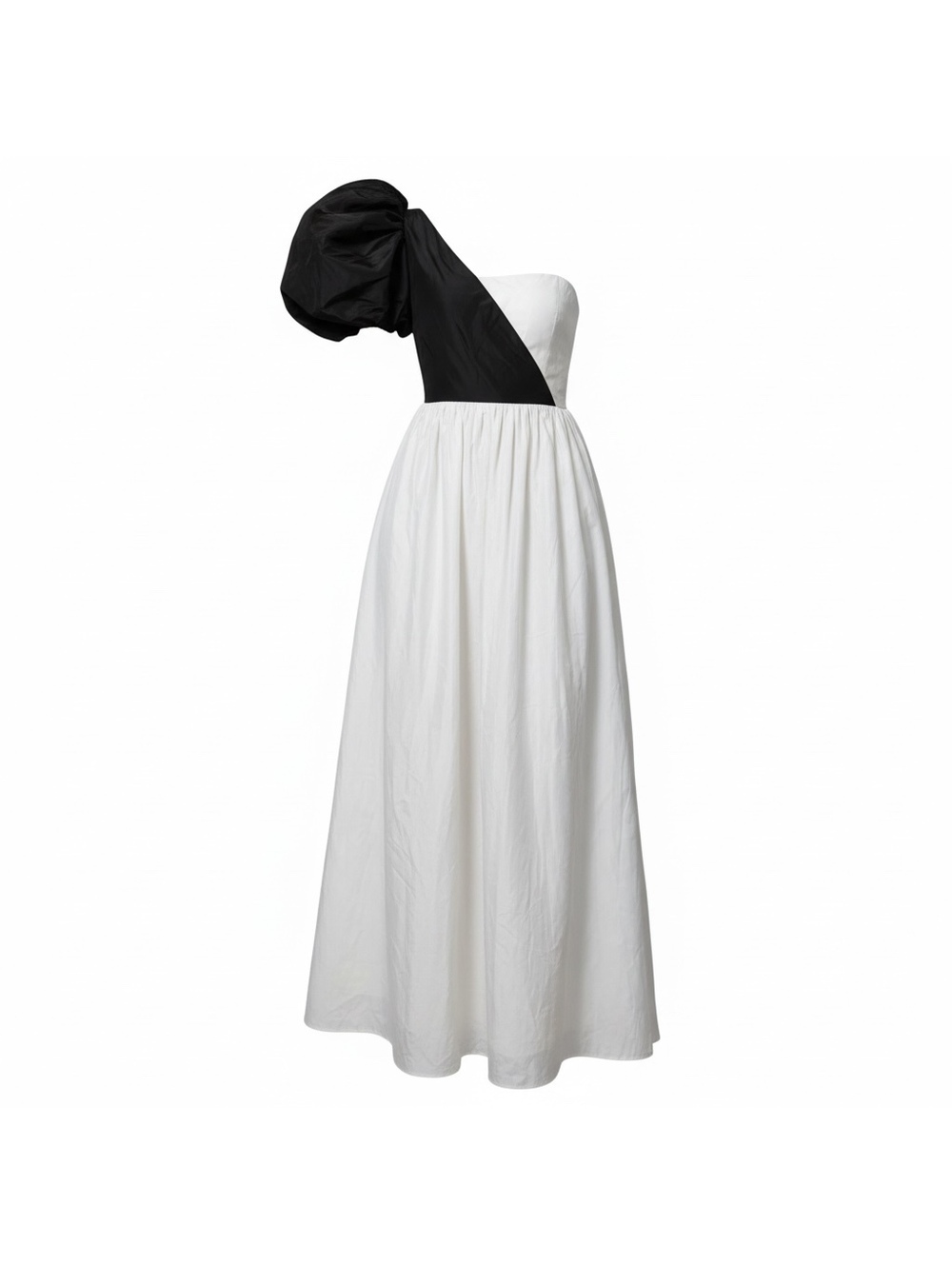 Black & White One-Shoulder Statement Maxi Dress